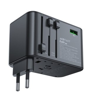 Uniwersalna ładowarka podróżna GaN 2x USB-A 3x USB-C wtyczki UK EU USA AUS czarna ACEFAST