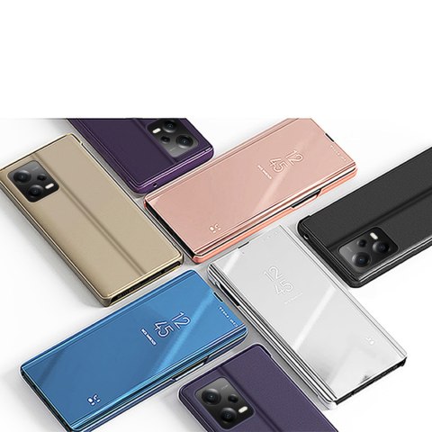 Błyszczące etui z klapką do Xiaomi 13 Lite Clear View Case czarny HURTEL