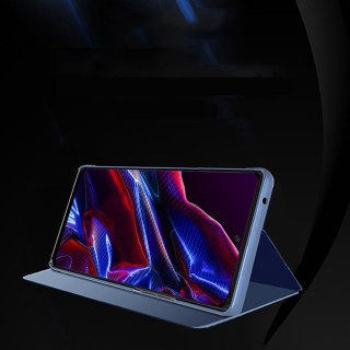 Błyszczące etui z klapką do Xiaomi Redmi Note 12 5G / Poco X5 Pro 5G Clear View Case niebieski HURTEL