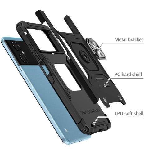 Etui pancerny pokrowiec do Samsung Galaxy A03 uchwyt magnetyczny Ring Armor czarny WOZINSKY