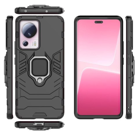 Etui pancerny pokrowiec do Xiaomi 13 Lite uchwyt magnetyczny Ring Armor czarny HURTEL