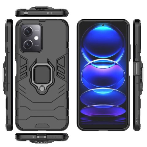 Etui pancerny pokrowiec do Xiaomi Redmi Note 12 5G / Poco X5 5G uchwyt magnetyczny Ring Armor czarny HURTEL