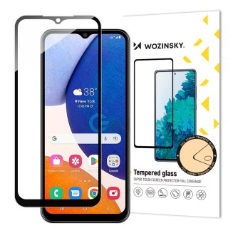 Szkło hartowane 9H na cały ekran Samsung Galaxy A14 5G / A14 z czarną ramką Full Glue WOZINSKY