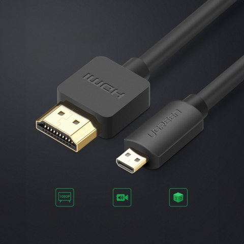 Kabel przewód Audio Video microHDMI - HDMI 2.0 1m czarny UGREEN