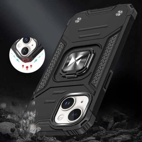 Pancerne etui z uchwytem na palec do iPhone 15 Plus Ring Armor niebieski WOZINSKY