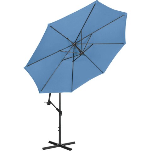 Parasol ogrodowy na wysięgniku okrągły uchylny śr. 300 cm niebieski UNIPRODO