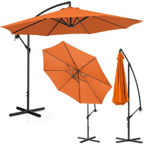 Parasol ogrodowy na wysięgniku okrągły uchylny śr. 300 cm pomarańczowy UNIPRODO