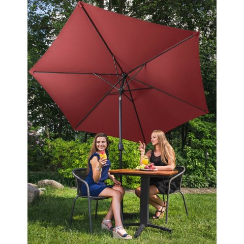 Parasol ogrodowy okrągły duży uchylny z korbką śr. 300 cm bordowy UNIPRODO