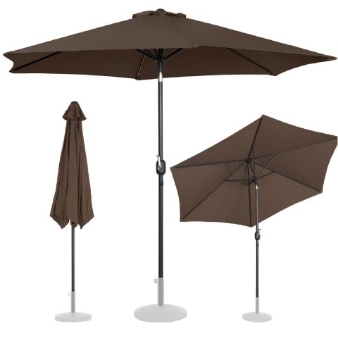 Parasol ogrodowy okrągły duży uchylny z korbką śr. 300 cm brązowy UNIPRODO