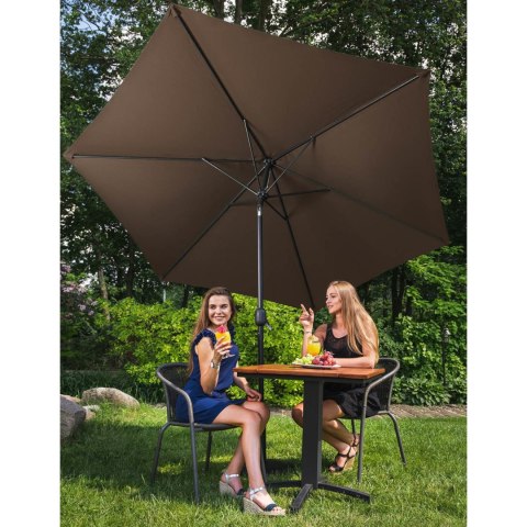 Parasol ogrodowy okrągły duży uchylny z korbką śr. 300 cm brązowy UNIPRODO