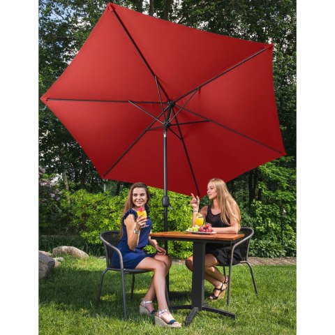 Parasol ogrodowy okrągły duży uchylny z korbką śr. 300 cm czerwony UNIPRODO