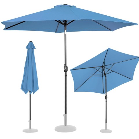 Parasol ogrodowy okrągły duży uchylny z korbką śr. 300 cm niebieski UNIPRODO