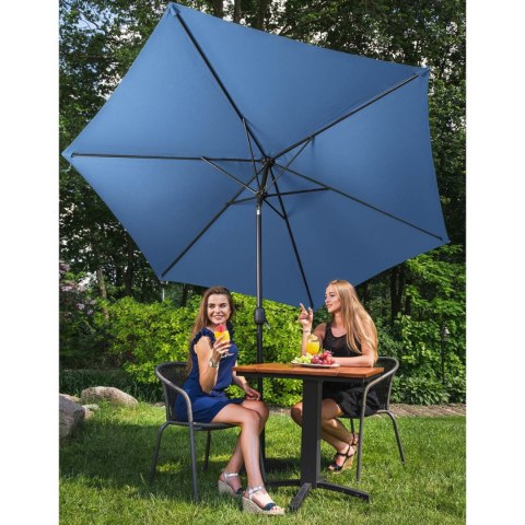 Parasol ogrodowy okrągły duży uchylny z korbką śr. 300 cm niebieski UNIPRODO