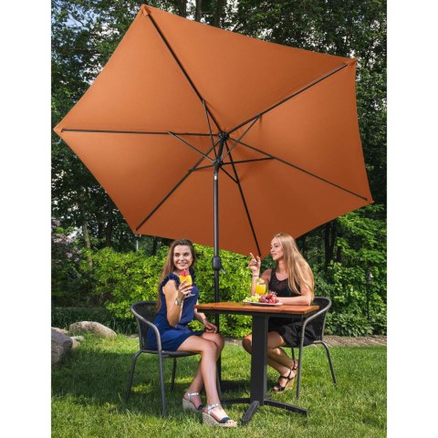 Parasol ogrodowy okrągły duży uchylny z korbką śr. 300 cm pomarańczowy UNIPRODO