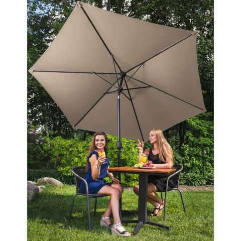 Parasol ogrodowy okrągły duży uchylny z korbką śr. 300 cm szarobrązowy UNIPRODO