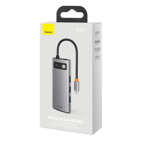 5w1 wielofunkcyjny HUB USB-C PD 100W HDMI 4K 3x USB 3.2 szary BASEUS