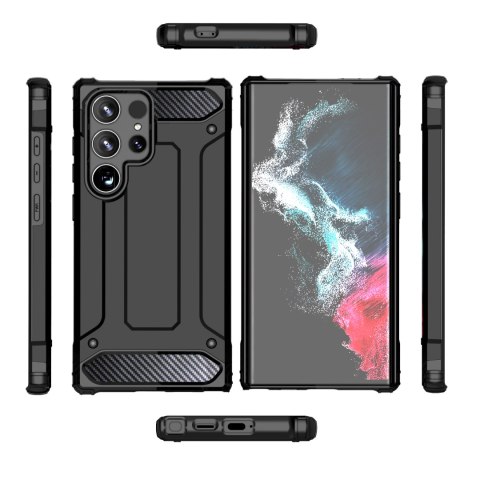 Etui pancerne wzmacniane do Samsung Galaxy S24 Ultra Hybrid Armor czarne HURTEL