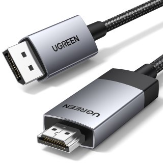 Kabel przewód DisplayPort - HDMI 4K 60Hz w oplocie 2m szary UGREEN