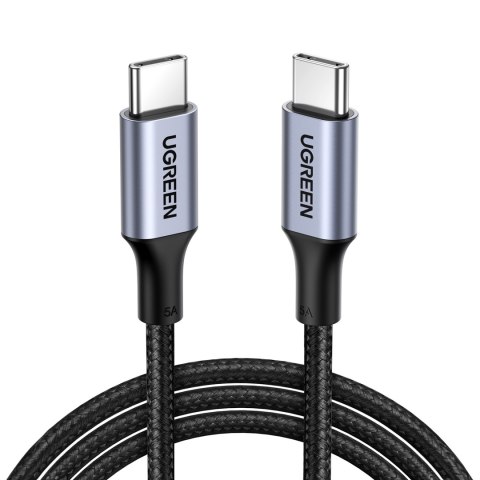 Kabel przewód USB-C w oplocie 5A 480Mb/s 0.5m czarno szary UGREEN