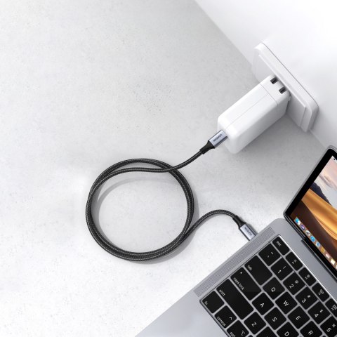 Kabel przewód USB-C w oplocie 5A 480Mb/s 0.5m czarno szary UGREEN