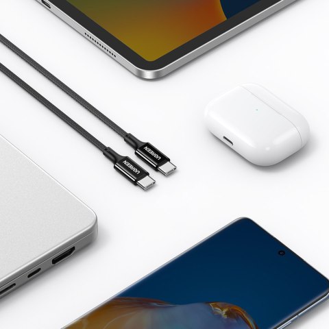 Kabel przewód USB-C w oplocie PD 100W 5A 480Mb/s 1m czarny UGREEN