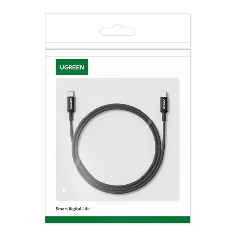 Kabel przewód USB-C w oplocie PD 100W 5A 480Mb/s 1m czarny UGREEN