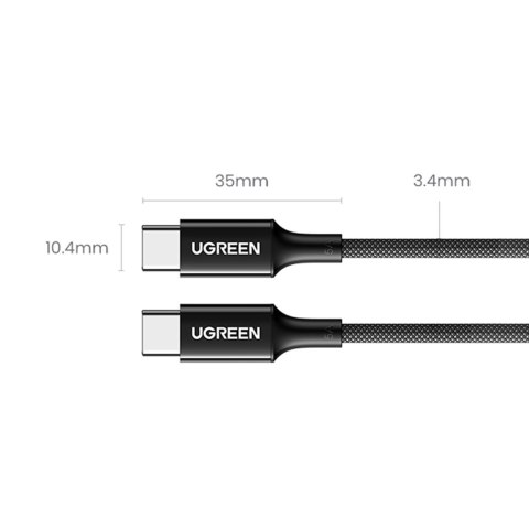 Kabel przewód USB-C w oplocie PD 100W 5A 480Mb/s 1m czarny UGREEN