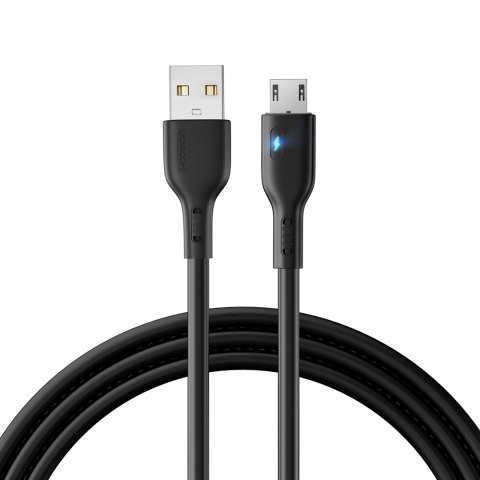 Kabel przewód USB - microUSB 2.4A z diodą LED 2m czarny JOYROOM