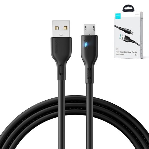 Kabel przewód USB - microUSB 2.4A z diodą LED 2m czarny JOYROOM