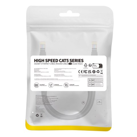 Kabel przewód sieciowy Ethernet Cat 5 RJ-45 1000Mb/s skrętka 1.5m czarny BASEUS