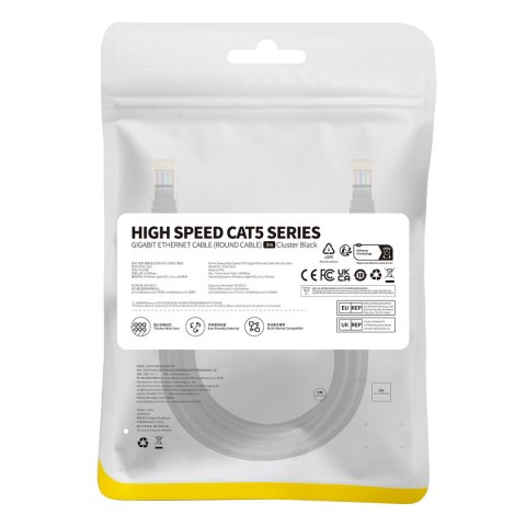 Kabel przewód sieciowy Ethernet Cat 5 RJ-45 1000Mb/s skrętka 3m czarny BASEUS