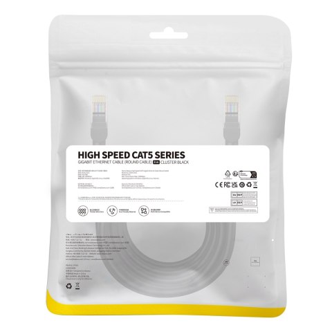 Kabel przewód sieciowy Ethernet Cat 5 RJ-45 1000Mb/s skrętka 8m czarny BASEUS