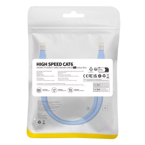 Kabel przewód sieciowy Ethernet Cat 6 RJ-45 1000Mb/s skrętka 0.5m niebieski BASEUS