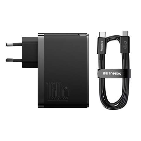 Ładowarka sieciowa PRO 160W GaN GaN5 2x USB-C / USB-A + kabel USB-C czarny BASEUS