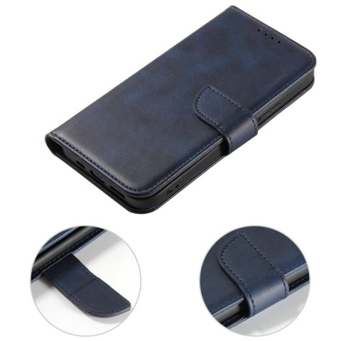 Pokrowiec etui z klapką i portfelem do Samsung S24 Ultra Magnet Case niebieskie HURTEL