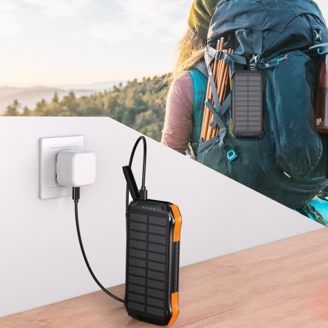 Powerbank solarny 10000mAh z ładowarką indukcyjną Qi 5W pomarańczowy CHOETECH