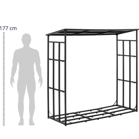 Stojak na drewno opałowe zewnętrzny zadaszony 190 x 76 x 186 cm Hillvert