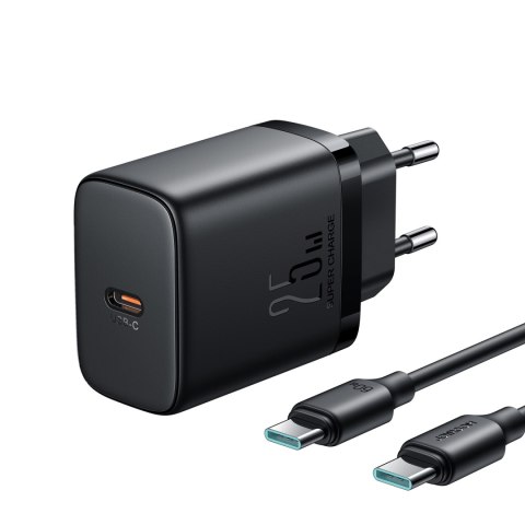 Szybka mała ładowarka sieciowa USB-C 25W + kabel USB-C 1m czarna JOYROOM