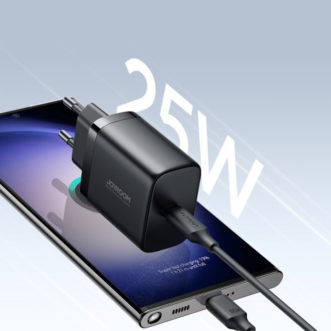 Szybka mała ładowarka sieciowa USB-C 25W + kabel USB-C 1m czarna JOYROOM