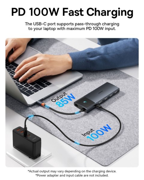 11w1 HUB Adapter USB-C USB-A / PD / HDMI / DP / RJ-45 / SD / TF czarny BASEUS