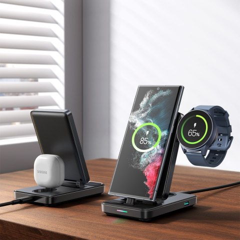 4w1 Stacja ładująca do Samsung Galaxy Buds Watch USB-C składana czarna JOYROOM