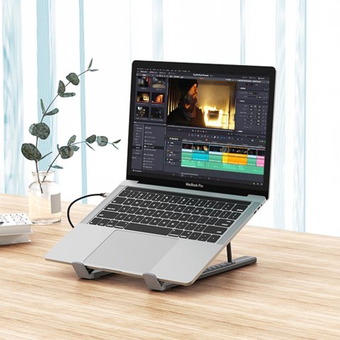 7w1 Podstawka pod laptopa HUB adapter PD USB-C SD TF USB-A HDMI 100W szara CHOETECH