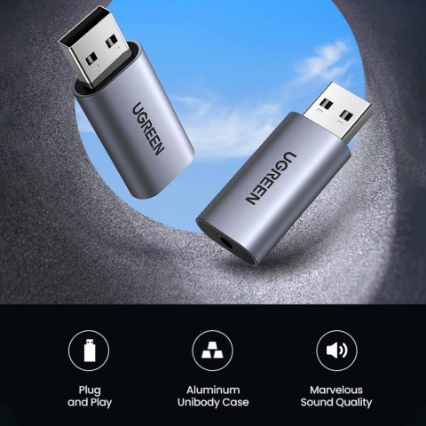 Adapter przejściówka audio na słuchawki USB-A do miniJack 3.5mm szary UGREEN