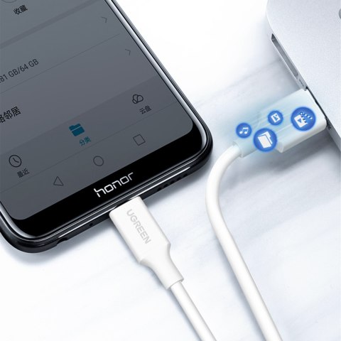 Kabel przewód PVC USB0-A - microUSB 480 Mb/s 0.25m biały UGREEN