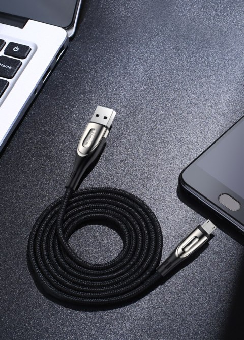 Kabel przewód USB-A - microUSB 3A wskaźnik ładowania 1.2m czarny JOYROOM