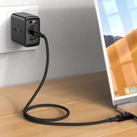 Kabel przewód USB-C - USB-C 100W z wyświetlaczem 1.2m czarny ACEFAST