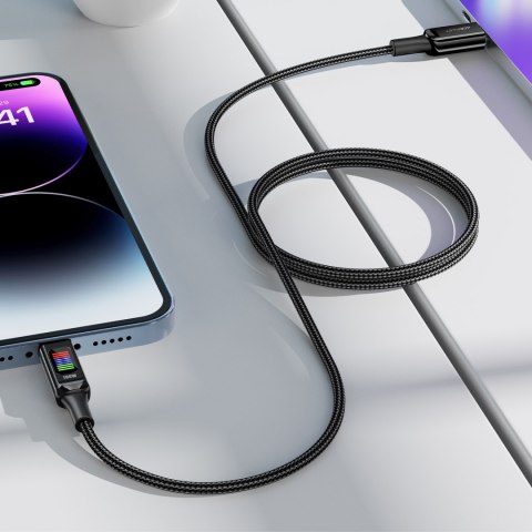 Kabel przewód USB-C - USB-C 100W z wyświetlaczem 1.2m czarny ACEFAST