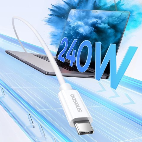 Kabel przewód USB-C - USB-C 240W PD 8K 60Hz 40Gb/s 1m biały BASEUS