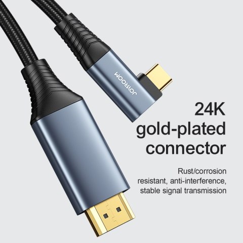 Kabel przewód kątowy USB-C - HDMI 4K 60Hz 2m szary JOYROOM