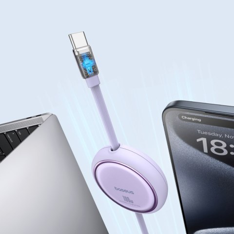 Kabel przewód wysuwany zwijany USB-C 100W Free2Draw Mini 1m fioletowy BASEUS